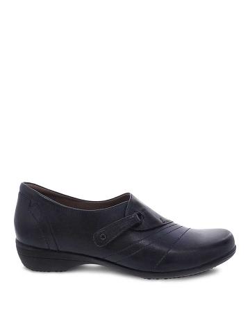 Wide Shoes Dansko Franny Burnished Calf Femme Bleu Marine | FR 187HAP